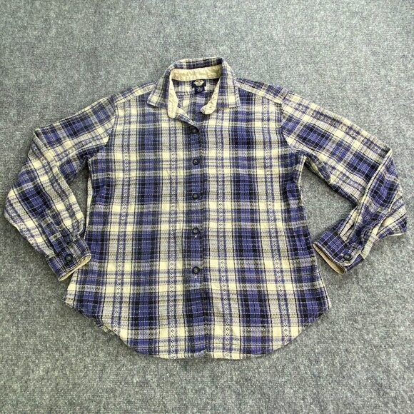 VTG Dockers Button Up Shirt Women’s Small Windowpane Plaid Long Sleeves‎ Cotton - Picture 1 of 12